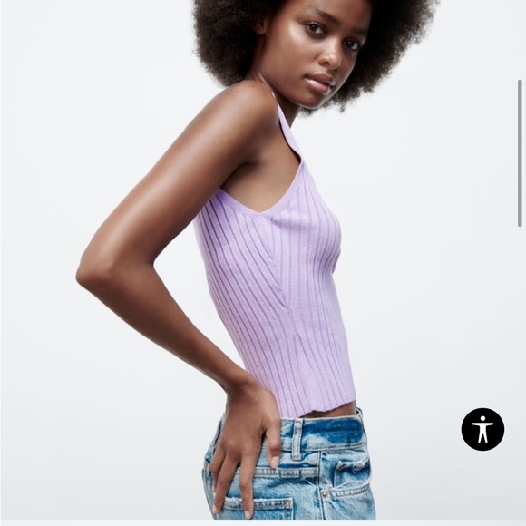 Lavender purple knit sweater short sleeve top - Picture 4 of 8